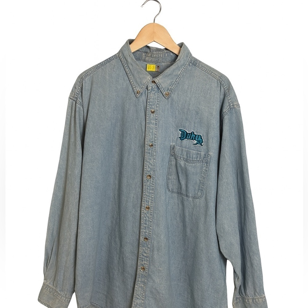 Port and Company Vintage Denim Button Up Dandy Work Shirt Size XL 100% Cotton.